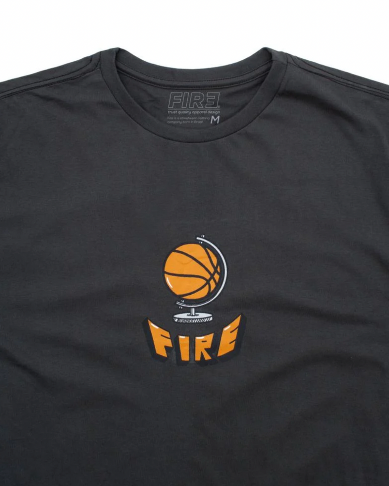 Camiseta Básica Fire Basketball Globe (Chumbo)